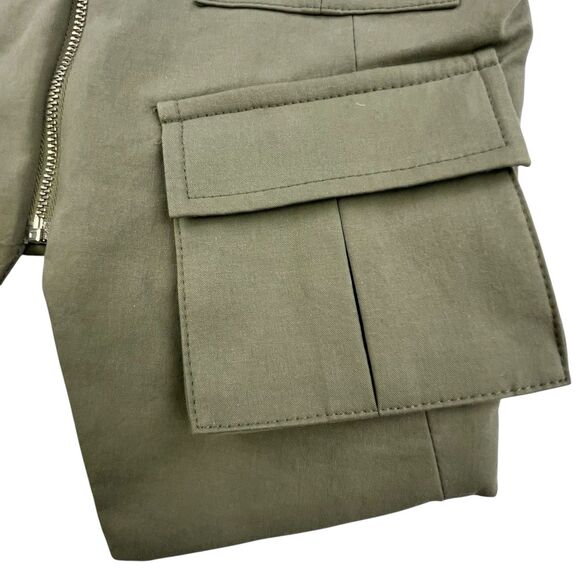 Zara Vest Women’s XS Olive Green Pockets Military Tank Stretch Front Zip - Picture 2 of 12